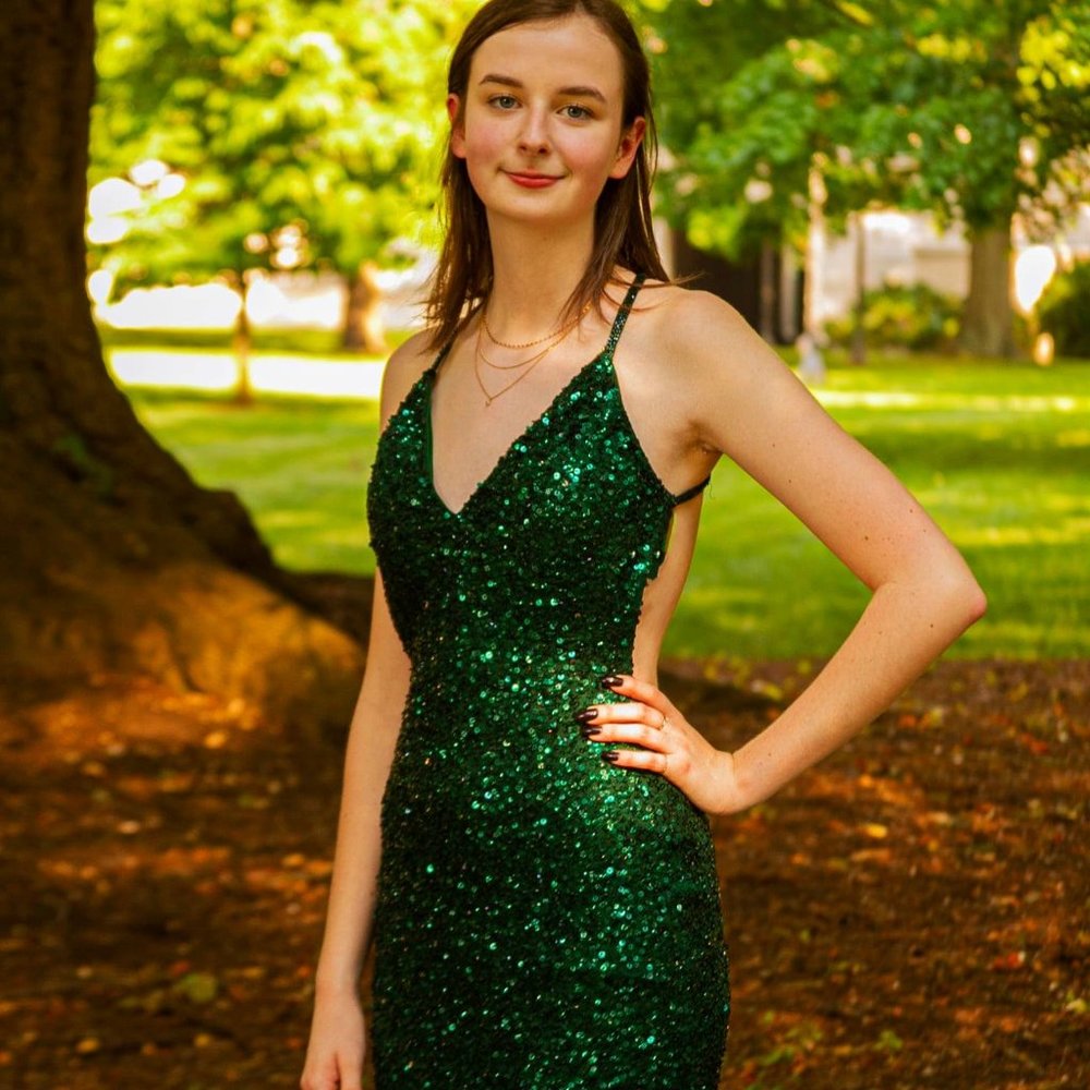 Green Sequin Prom Dress